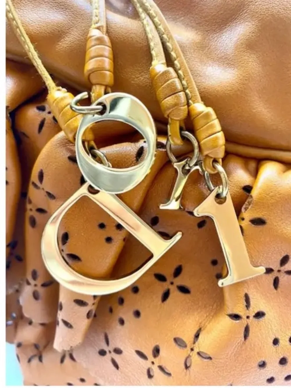 Dior leather Orange Floral Cutout Hobo Bag - Picture 3 of 12